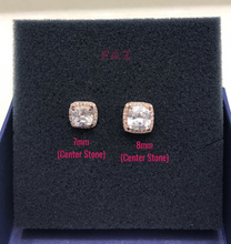 Load image into Gallery viewer, 18K GP Cushion Cut Bold CZ Bridal Stud Earrings