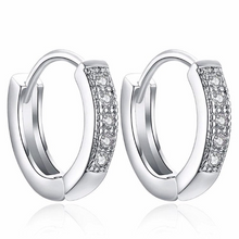 Charger l'image dans la galerie, S925 Sterling Silver Filled Cubic Zirconia Rose Gold 15mm Silver Hoop Earrings Hypoallergenic