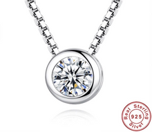 Load image into Gallery viewer, Solid S925 Sterling Silver Dainty Round CZ Pendant Charm Necklace Box Chain 5mm earrings Diamond Jewelry Set Bridal Collection
