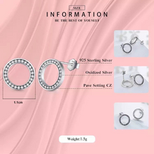 Load image into Gallery viewer, Solid S925 Sterling Silver 18K Rose Gold Plated Round Hollow Circle CZ Stud Earrings 11mm - Edit Listing - Etsy_filesSolid S925 Sterling Silver Hollow Circle CZ Stud Earrings