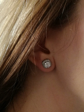 Load image into Gallery viewer, S925 Silver Filled 1.90 carats AAAA+ platinum plated Cubic Zirconia Halo Cushion Shaped Bridal Stud Earrings