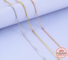Load image into Gallery viewer, Solid S925 Sterling Silver Box Chain Minimalist 18K Gold Plated Adjustable Chain Length Necklace