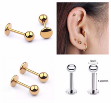 Load image into Gallery viewer, 316L Surgical Steel 3mm Ball Labret Stud Earrings
