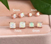 Load image into Gallery viewer, 18K Rose Gold Plated Square Opal Stud Earrings