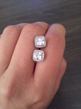 Load image into Gallery viewer, S925 Sterling Silver Filled Platinum Plated Square 1.90 ct CZ Diamond Silver Stud Earrings Bridal Collection