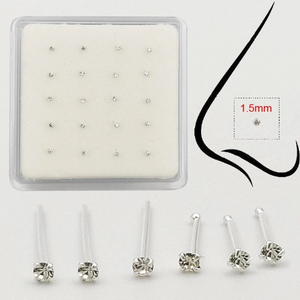 925 Sterling Silver Straight L-shape Nose Pin 24G Mini Stud