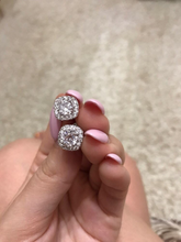 Load image into Gallery viewer, S925 Silver Filled 1.90 carats AAAA+ platinum plated Cubic Zirconia Halo Cushion Shaped Bridal Stud Earrings