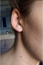 Load image into Gallery viewer, Solid 316L Surgical Steel 18K Gold Plated Mini Stud Earrings Nose Pin Bone twist Back CZ 1.5mm 2.0mm 2pc (PAIR) 20g
