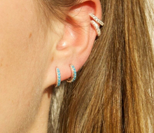 Charger l'image dans la galerie, 18K Gold Vermeil Faz Diamond mini Hoop Earrings