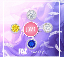Load image into Gallery viewer, 18K White Gold Plated Round Cubic Zirconia Birthstone Citrine Stone Silver Stud Earrings