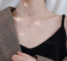 Load image into Gallery viewer, S925 Sterling Silver Filled Heart CZ Diamond Layered Heart Adjustable Length Choker Necklace Hypoallergenic