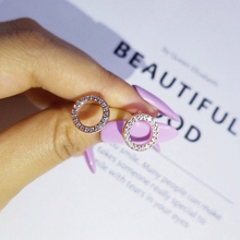 Load image into Gallery viewer, Solid S925 Sterling Silver 18K Rose Gold Plated Round Hollow Circle CZ Stud Earrings 11mm - Edit Listing - Etsy_filesSolid S925 Sterling Silver Hollow Circle CZ Stud Earrings