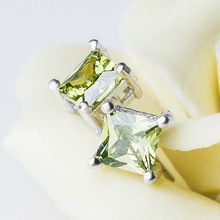Load image into Gallery viewer, S925 Sterling Silver Filled Square Citrine Topaz CZ Diamond Stud Earrings (5mm)