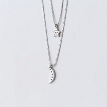 Load image into Gallery viewer, CZ Diamond Star Moon Double Layer Necklace