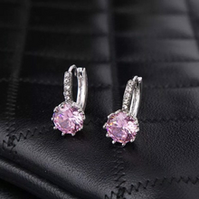 Charger l'image dans la galerie, 925 Sterling Silver Plated Round CZ Diamond Hoop Earrings Bridal Collection