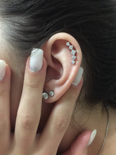 Load image into Gallery viewer, 316L Stainless Steel Cubic Zirconia Cartilage Tragus Ear Helix CZ Ear Cuff Ball back Screw on Earrings No Allergy 16g