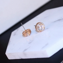 Load image into Gallery viewer, S925 Sterling Silver Round Halo CZ Diamond Stud Earrings Hypoallergenic