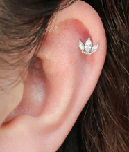 Load image into Gallery viewer, 316L Stainless Surgical Steel Crown 2 3 5 Copper Leaf Cartilage Tragus Helix Ball Screw Back Small Dainty Stud Earrings Hypoallergenic 16G