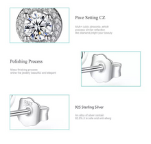 Load image into Gallery viewer, S925 Sterling Silver Round Halo CZ Diamond Stud Earrings Hypoallergenic