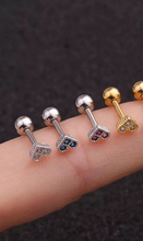 Load image into Gallery viewer, 316L Surgical Steel Ball Screw Back Earring 4mm Circle Heart Small Tiny Stud Earrings 16G Earrings Cartilage Tragus Helix