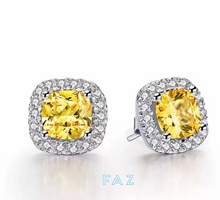 Load image into Gallery viewer, 18K GP Cushion Cut Bold CZ Bridal Stud Earrings