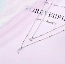 Load image into Gallery viewer, CZ Diamond Star Moon Double Layer Necklace