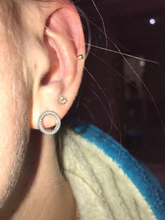 Load image into Gallery viewer, Solid S925 Sterling Silver 18K Rose Gold Plated Round Hollow Circle CZ Stud Earrings 11mm - Edit Listing - Etsy_filesSolid S925 Sterling Silver Hollow Circle CZ Stud Earrings