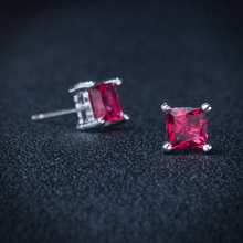 Load image into Gallery viewer, S925 Sterling Silver Filled CZ Diamond Square Stud Bridal Earrings 6mm