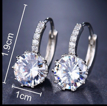 Charger l'image dans la galerie, 925 Sterling Silver Plated Round CZ Diamond Hoop Earrings Bridal Collection