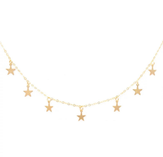 Solid 316L Stainless Steel Star Pendant Star Choker 24K Gold