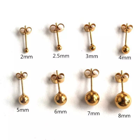  2pcs 18K Gold Electroplating Stainless Steel