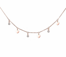 Load image into Gallery viewer, Heart Multi Charm CZ Diamond Choker Necklace