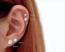 Load image into Gallery viewer, Surgical Steel Ball Screw Back CZ Diamond Stud Earrings