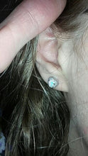 Load image into Gallery viewer, Custom 18K GP FAZ Diamond Fire Opal Heart Stud Earrings