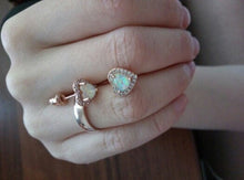 Load image into Gallery viewer, 18K Rose GP Fire Opal FAZ Diamond Heart Stud Earrings