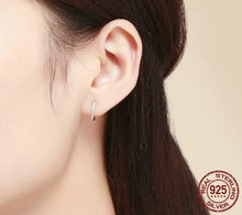 Load image into Gallery viewer, 18K Gold Vermeil Minimalist Thin CZ Silver Gold kids adults Hoop Earrings unisex(13mm)