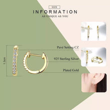 Load image into Gallery viewer, 18K Gold Vermeil Minimalist Thin CZ Silver Gold kids adults Hoop Earrings unisex(13mm)