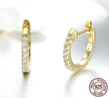 Load image into Gallery viewer, 18K Gold Vermeil Minimalist Thin CZ Silver Gold kids adults Hoop Earrings unisex(13mm)