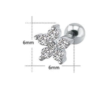 Load image into Gallery viewer, Screw Ball back Zircon Flower CZ Minimalist Cartilage Tragus helix Hypoallergenic 18g Flower Stud Earrings 6mm