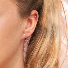 Load image into Gallery viewer, 2Pcs Solid Surgical Steel Ball Back Ear Nose Pin Tragus Cartilage Helix Dainty Cubic Zircon 16G, 18G, 20G Minimalist Stud Earrings (2mm)