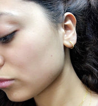 Load image into Gallery viewer, 18K Gold Vermeil Minimalist Thin CZ Silver Gold kids adults Hoop Earrings unisex(13mm)