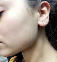 Load image into Gallery viewer, 18K Gold Vermeil Minimalist Thin CZ Silver Gold kids adults Hoop Earrings unisex(13mm)