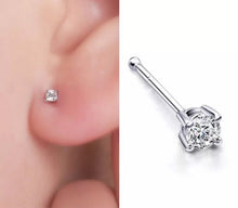 Load image into Gallery viewer, 2Pcs Solid Surgical Steel Ball Back Ear Nose Pin Tragus Cartilage Helix Dainty Cubic Zircon 16G, 18G, 20G Minimalist Stud Earrings (2mm)