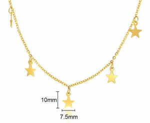 Solid 316L Stainless Steel Star Pendant Choker Necklace