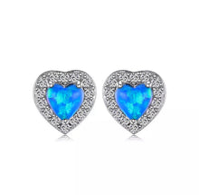 Load image into Gallery viewer, Custom 18K GP FAZ Diamond Fire Opal Heart Stud Earrings