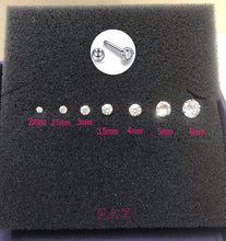 Load image into Gallery viewer, Ball Screw Back CZ Diamond Stud Earrings Cartilage Helix Tragus 16G 18G