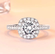 Load image into Gallery viewer, S925 Sterling Silver Round Cushion Shaped Square Ring CZ Engagement Wedding Band Bridal Collection
