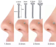 Load image into Gallery viewer, 2Pcs Solid Surgical Steel Ball Back Ear Nose Pin Tragus Cartilage Helix Dainty Cubic Zircon 16G, 18G, 20G Minimalist Stud Earrings (2mm)