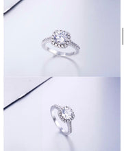 Load image into Gallery viewer, S925 Sterling Silver Round Cushion Shaped Square Ring CZ Engagement Wedding Band Bridal Collection