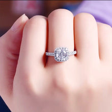 Load image into Gallery viewer, S925 Sterling Silver Round Cushion Shaped Square Ring CZ Engagement Wedding Band Bridal Collection